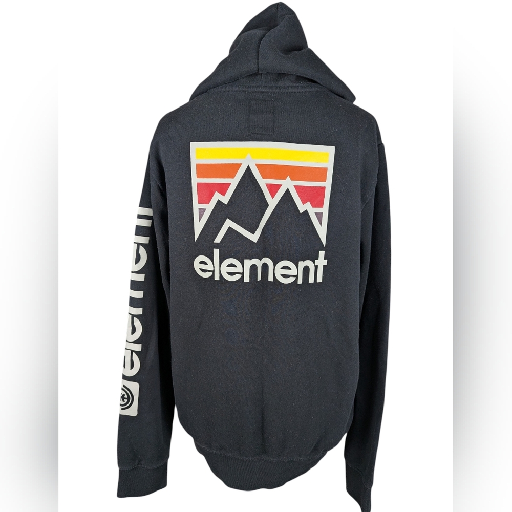Element Black Skate Inspired Streetwear Hoodie with Logo Print Unisex
